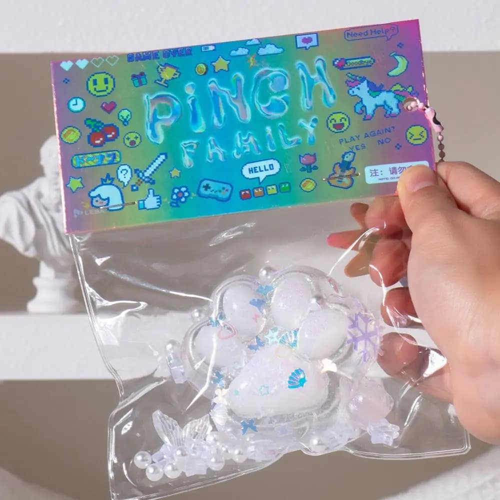 Taba Squishy Bow Cat Paw Fidget Toys Cute Pink Cat Foot Slow Rebound Toy Wet Soft Antistress Pinch Decompression Sensory Toy - 3