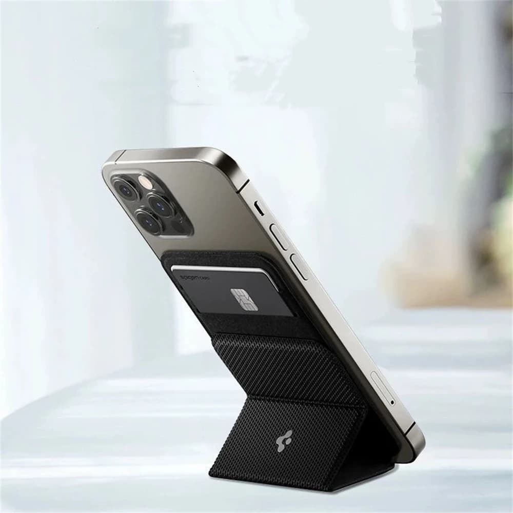Spigen For iPhone 17 16 15 Pro Max Leather Folding Magnetic Stand Portable Card Holder Multi functional Phone Stand Card Holder - 5