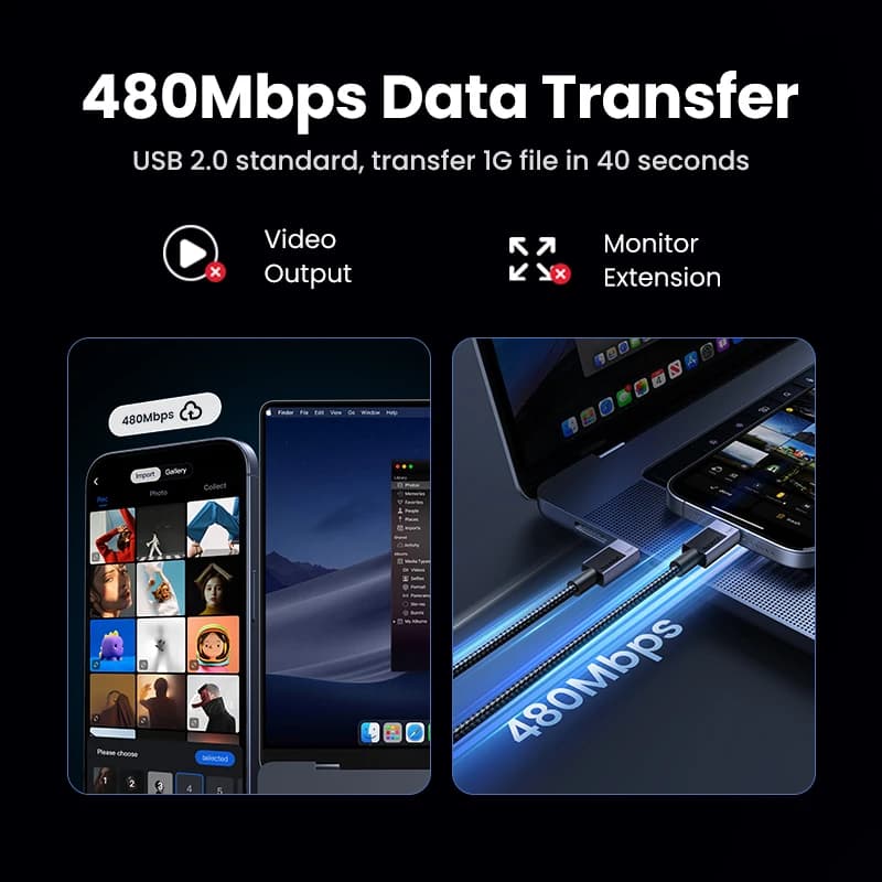 كابل UGREEN PD 240 واط USB C إلى USB C PD3.1 شحن سريع لجهاز MacBook Laptop iPhone 17 16 iPad Samsung S25 S24 5A كابل شحن PD - 5