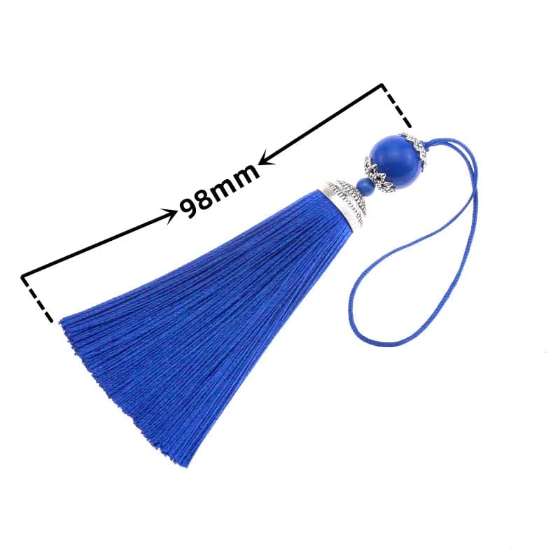 2Pcs Silk Tassel Fringe Brush Hanging Rope Beads Tassel Fringe Trim Pendant 9.8cm For Curtains Embellish Jewelry DIY Home Decor - 4