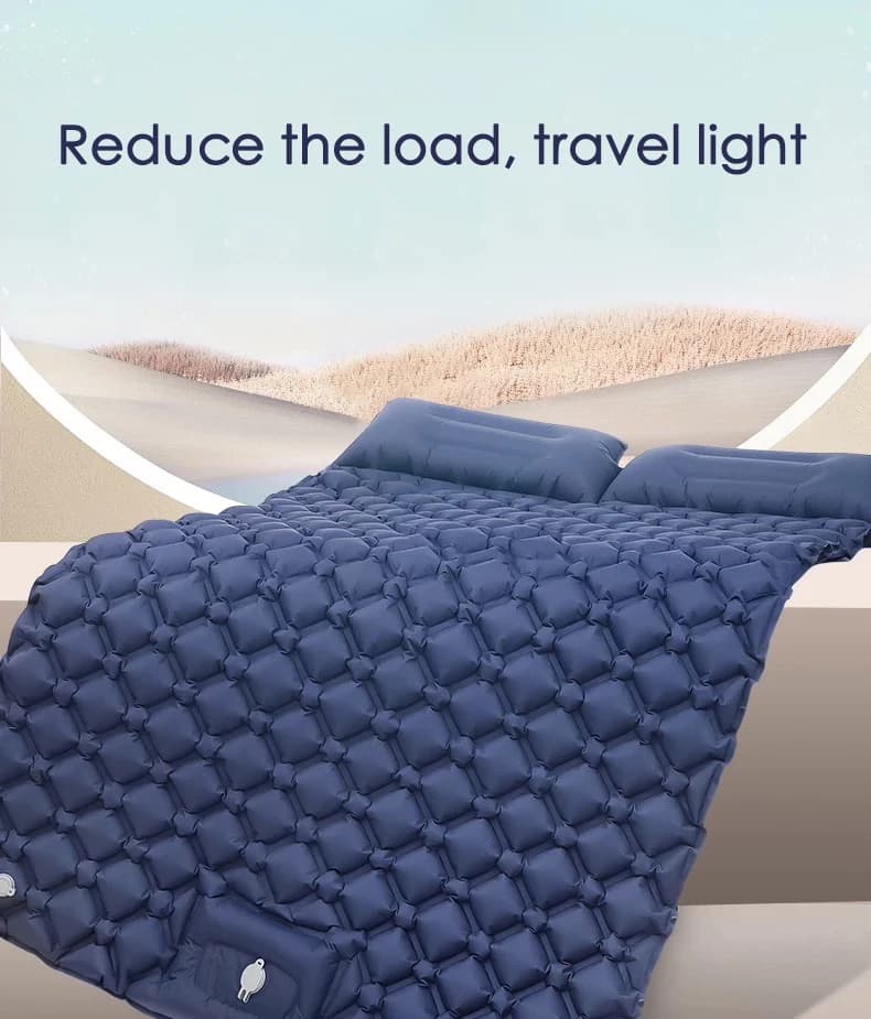 Outdoor Camping Double Inflatable Mattress Extra Wide Sleeping Pad Ultralight Folding Bed Sleeping Mat Car Travel Mat - 2