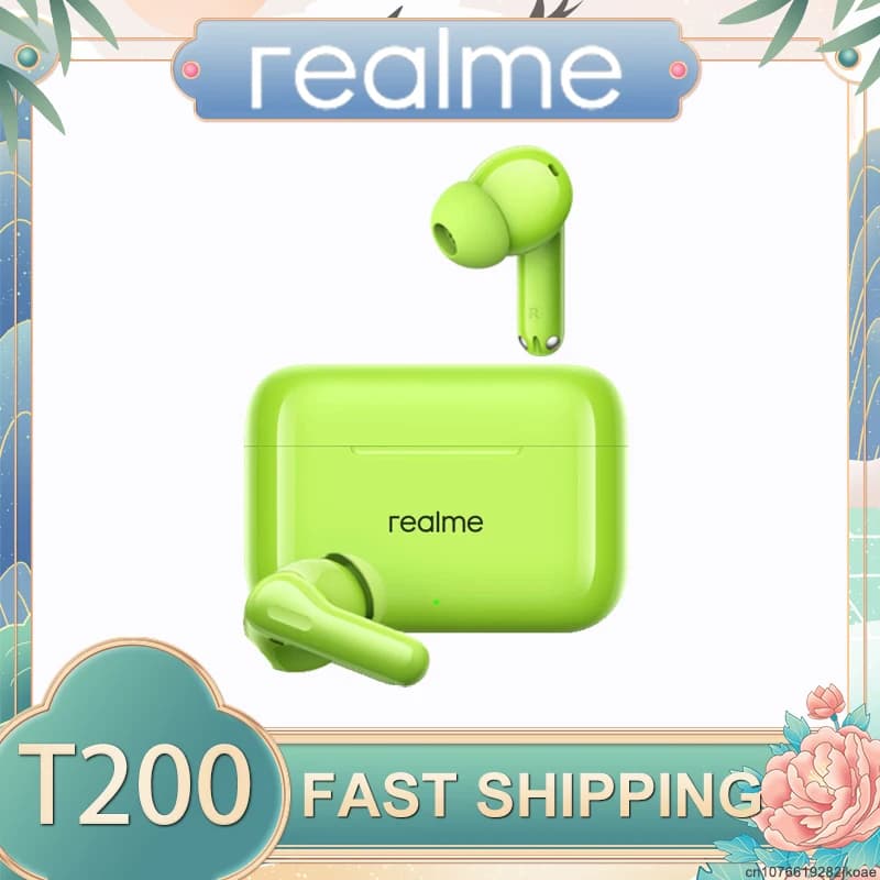 سماعات realme Buds T200 اللاسلكية بلوتوث 5.4 مع إلغاء الضوضاء النشط ANC ودعم LDAC بجودة عالية Hi-Res وبطارية 530mAh بوقت انتظار طويل