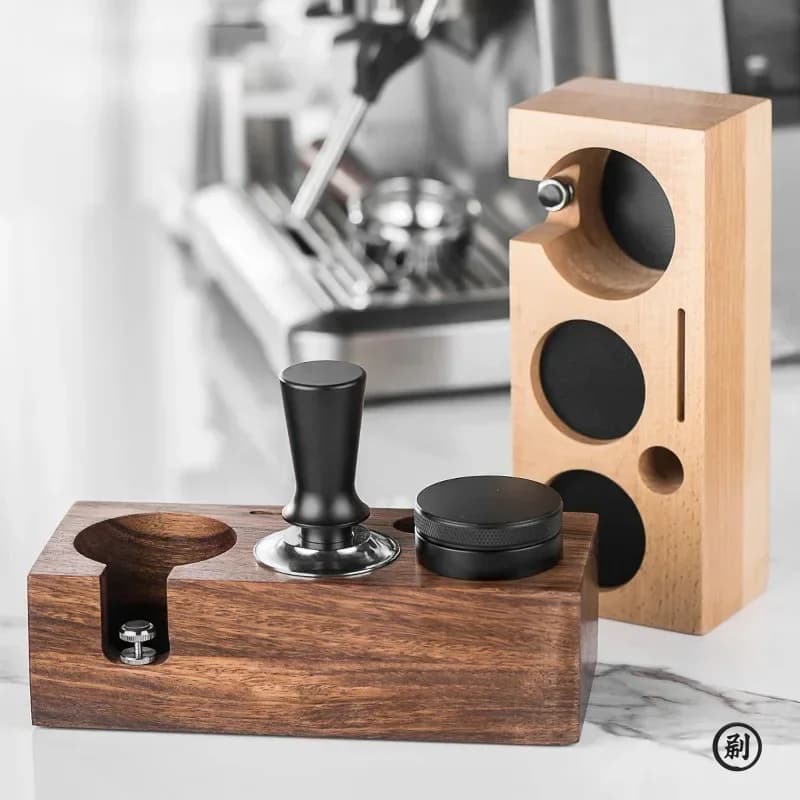 Coffee Tamper Station Stand Wooden Non-slip Espresso Holder Coffee brush Filter Storage Stand Barista Accessories