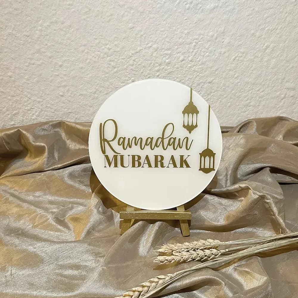 2pcs Ramadan Eid Mubarak Muslim Islam Ramazan Eid Decor Easel Acrylic Sign Table Centerpiece Decor Ramadan Kareem - 3