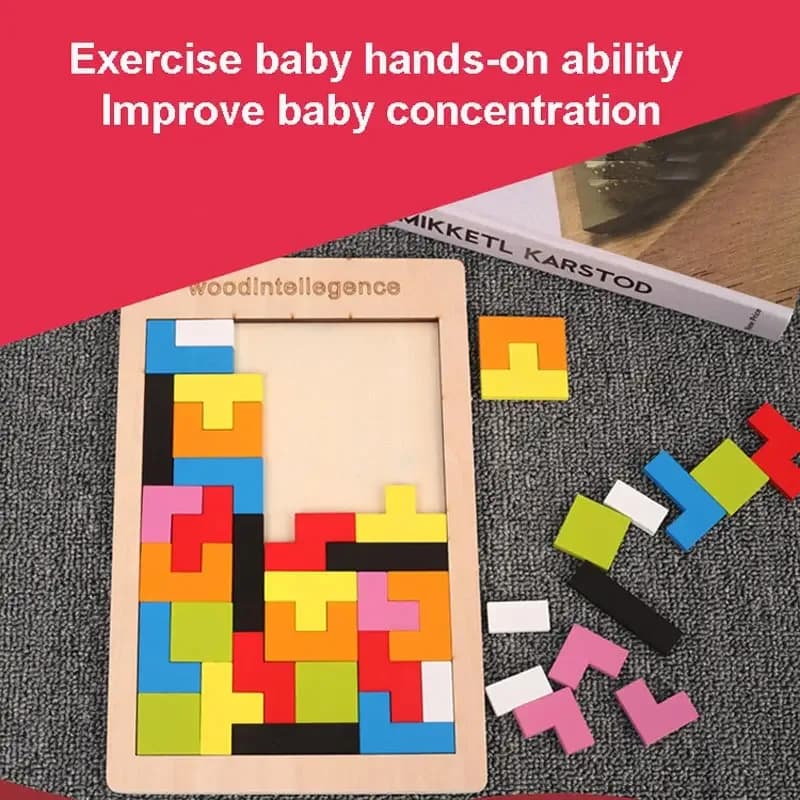 Montessori Wooden Puzzle Toy, Brain Teaser Logic Game for Kids, Early Learning Educational Toys for Children, Birthday Gift for - 3