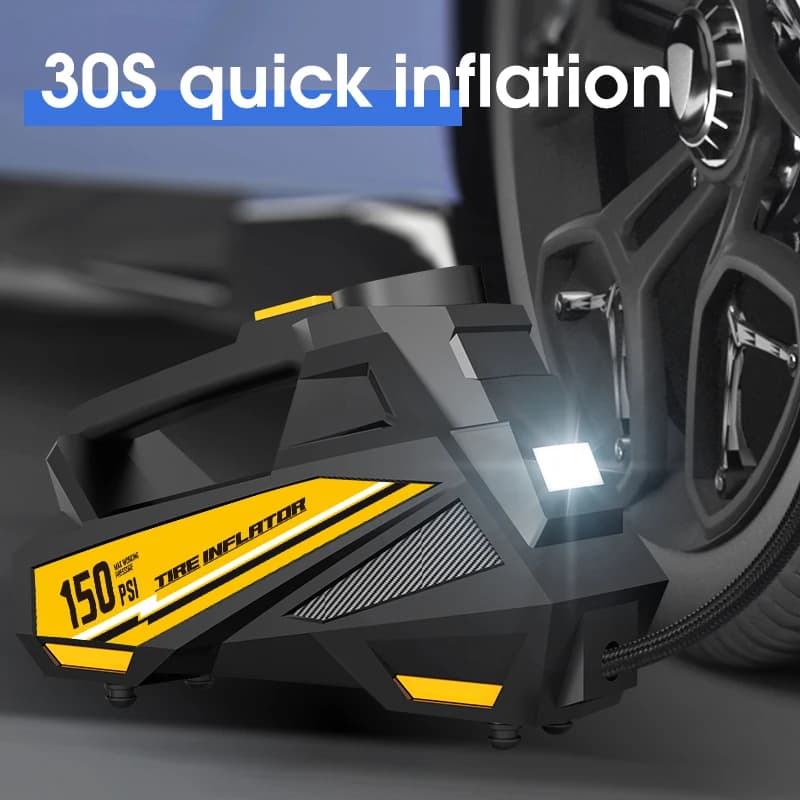 مضخة هواء محمولة للسيارات من CARSUN، مضخة نفخ إطارات كهربائية محدثة 12V 150PSI، ضاغط هواء للدراجات النارية والهوائية - 2