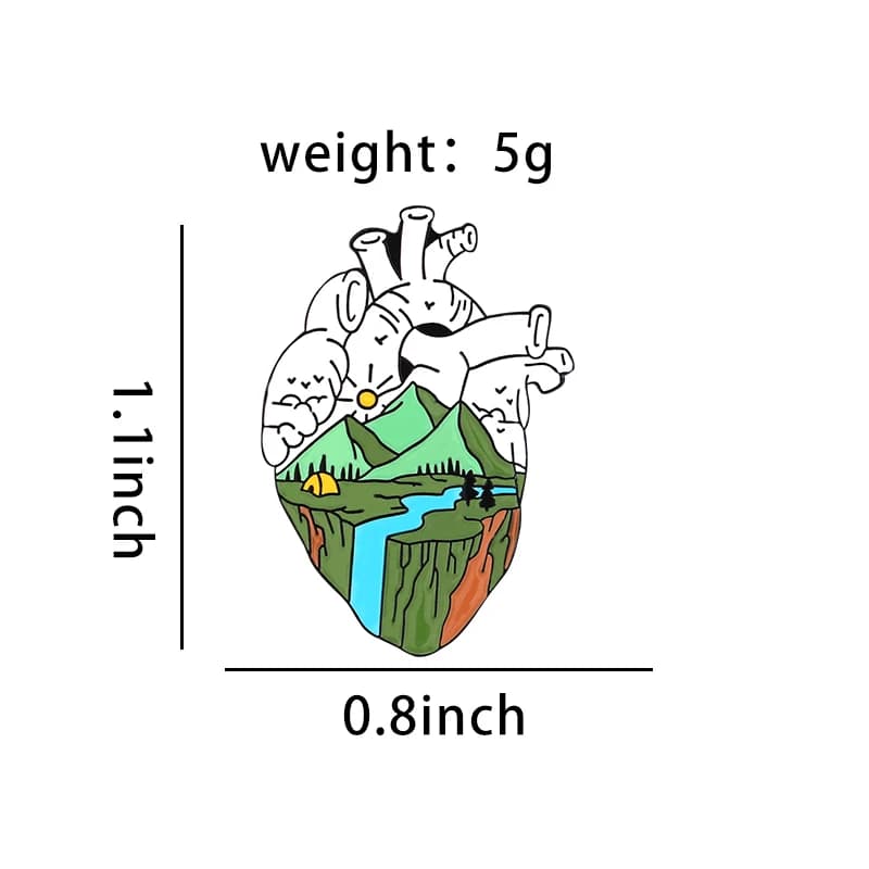 Camping Scenery Heart Enamel Pin Organ Beach Mountain Hiking Brooch Lapel Pin Sweater Backpack Hat Accessories Jewelry Wholesale - 2