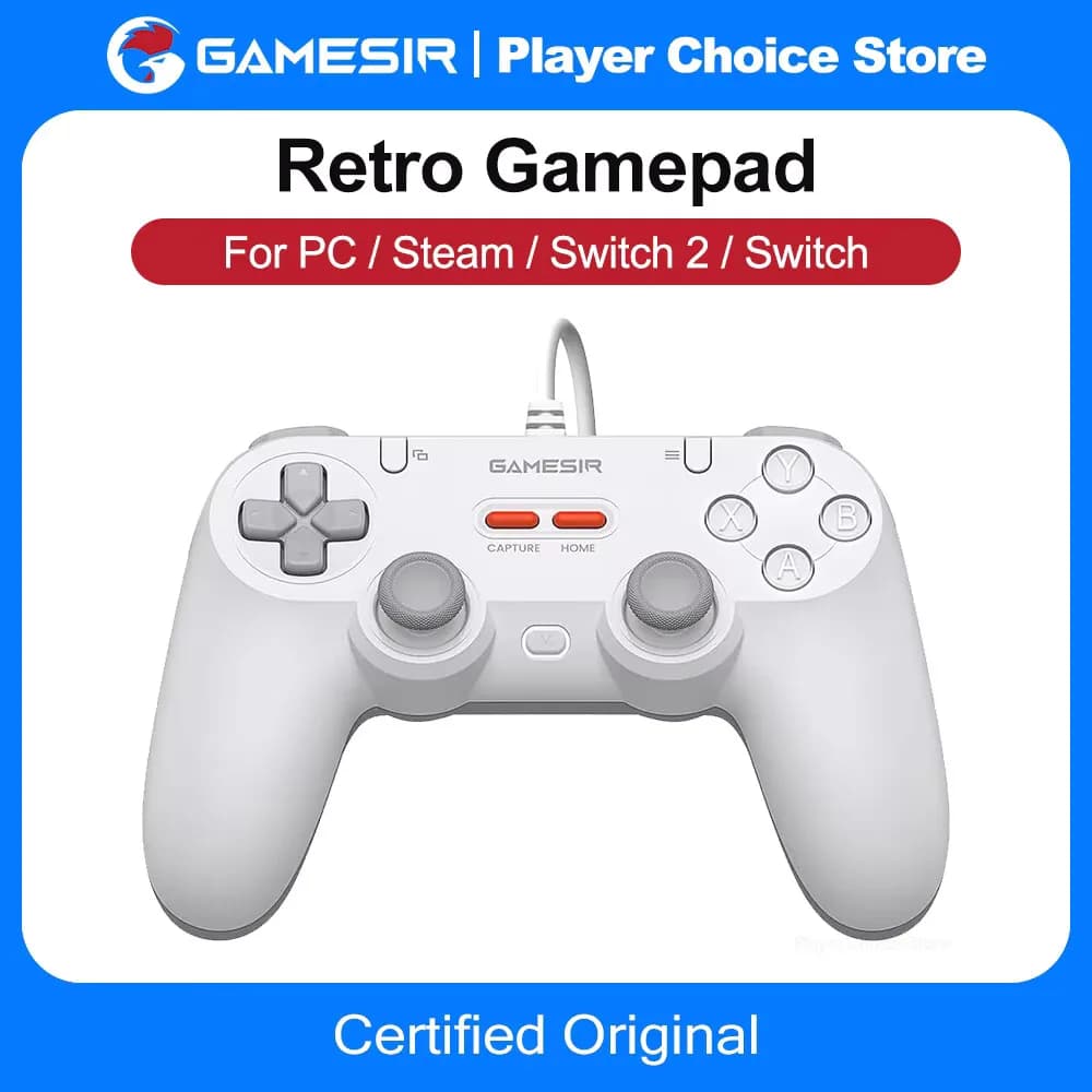 GameSir Retro Wired Gamepads for PC Steam Switch 2/1 Controller Tegenaria Lite Controle Hall Effect Stick 1000Hz Polling Rate