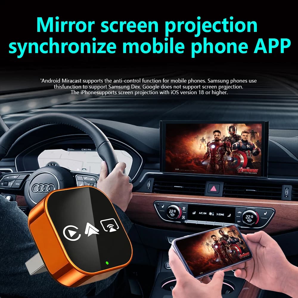 محول Carplay 2026 4 في 1 ترقية جديدة لاسلكي أندرويد أوتو رابط مرآة صندوق ذكي صغير AI USB توصيل وتشغيل اتصال تلقائي واي فاي - 5