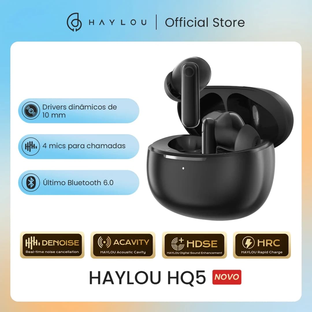 HAYLOU HQ5 ANC Wireless Earphones Bluetooth 6.0 Noise Cancelling Sports Earphones with 4 Microphones ENC Call Feature