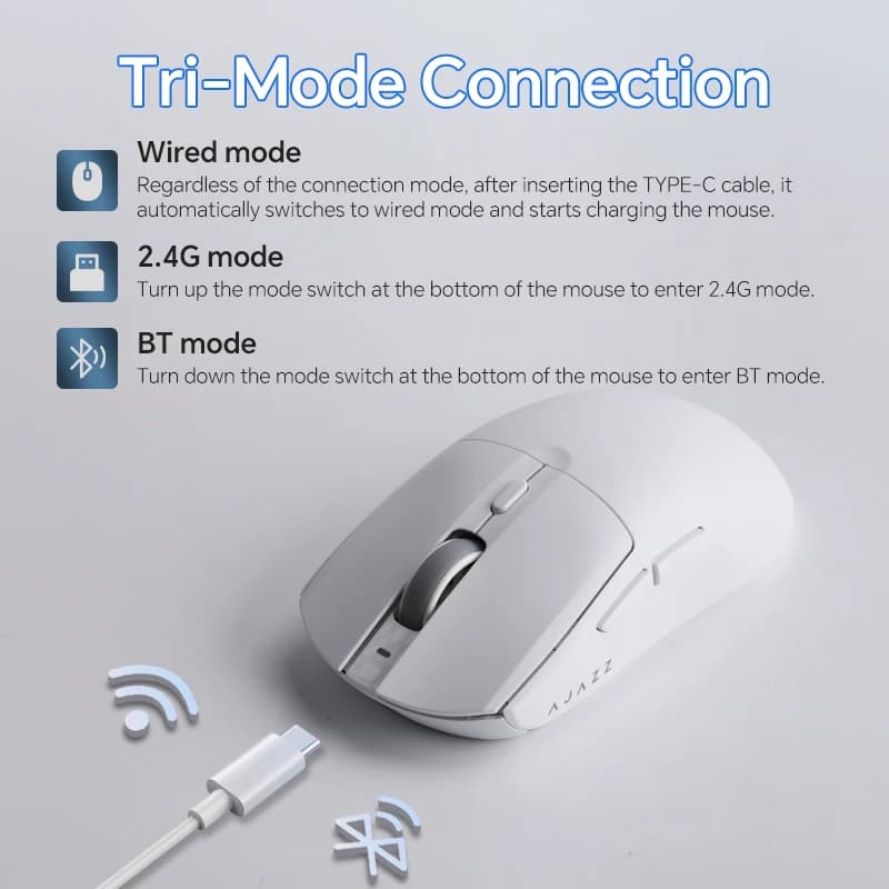 ماوس ألعاب AJAZZ AJ139 V2 MC PAW3311 لاسلكي مع قاعدة شحن مغناطيسية RGB 24000DPI بلوتوث/سلكي ماوس للاعبي الكمبيوتر - 5