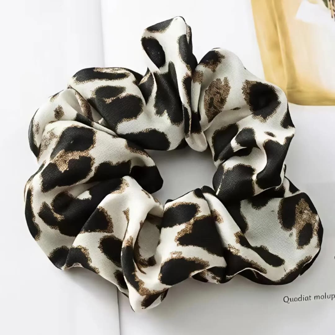 تصميم طباعة الفهد على الطراز الداخلي مع عصابات شعر منفوشة إكسسوارات شعر متنوعة مناسبة لذيل الحصان - 5