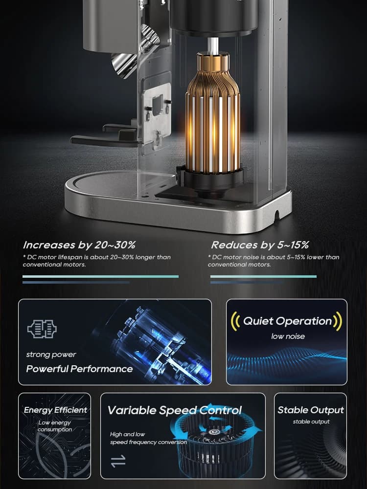 مطحنة قهوة أوتوماتيكية من HiBREW، كهربائية، 48 ترس، للإسبريسو والقهوة الأمريكية، صب فوق، تخزين مرئي للحبوب، G7 - 6