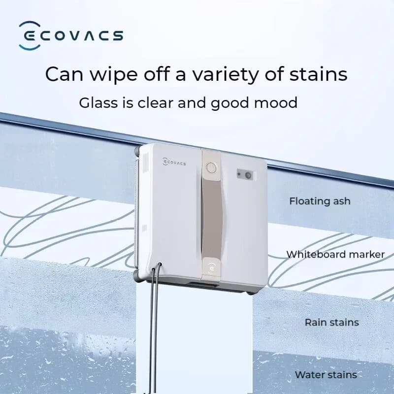 روبوت ECOVACS الذكي الأصلي لغسل النوافذ WINBOT AIR MINI، روبوت تنظيف النوافذ، مكنسة زجاج 8000Pa - 5