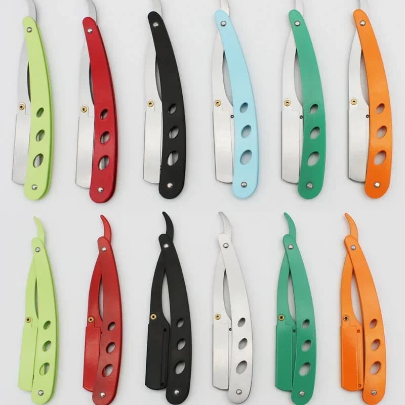 10 شفرات حلاقة أو شفرة حلاقة بحافة مستقيمة لقص الشعر واللحية والحاجبين أداة إزالة الشعر يدويًا - 6