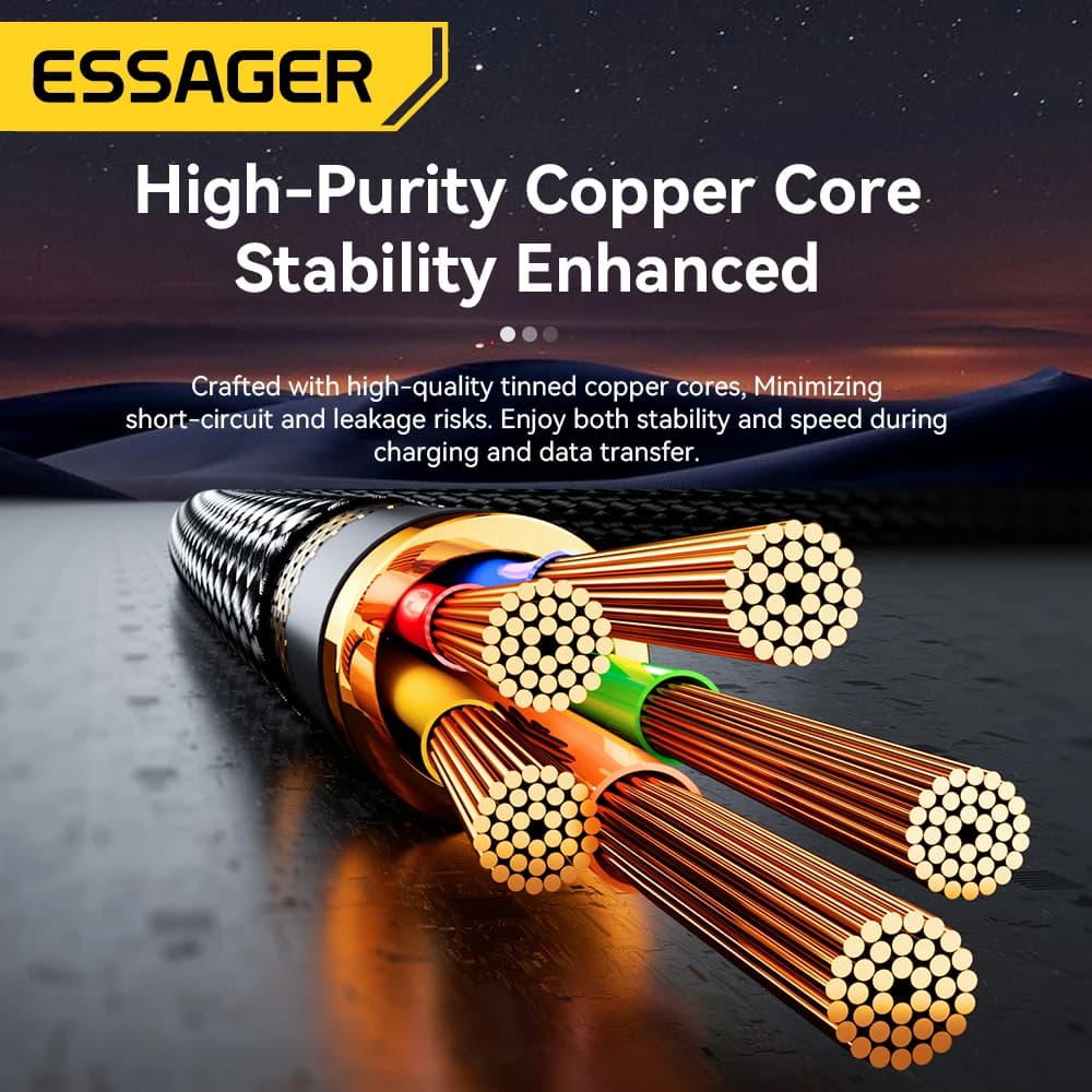Essager PD 65W Max 2 in 1 Type C to Type C and Lightning For Samsung Xiaomi IPhone 14 13 12 11 Pro Max Xs Plus Data Cable - 6