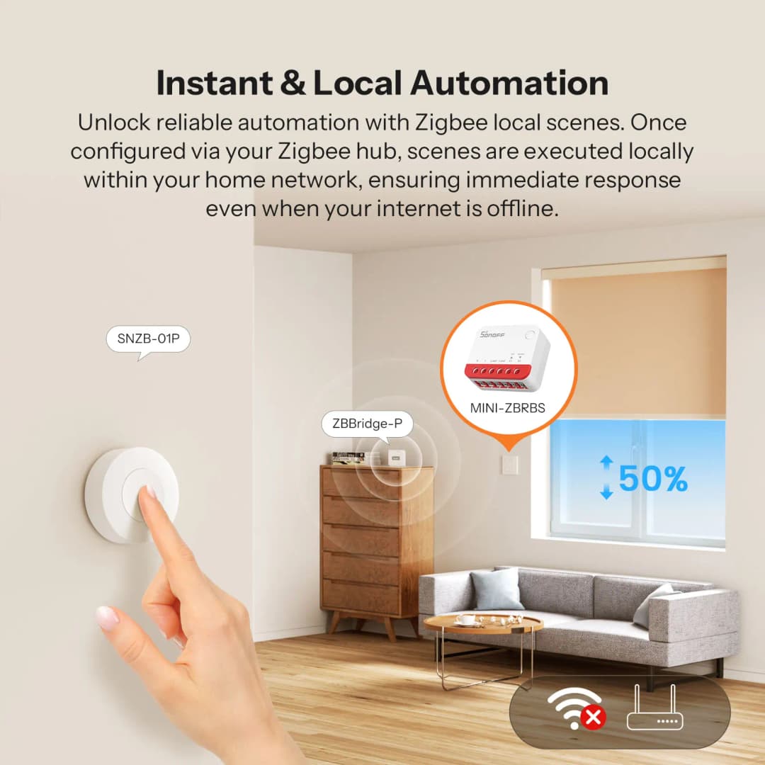 SONOFF MINI-ZBRBS Zigbee Smart Roller Shutter Switch Zigbee Local Scene Signal Booster Transform Curtains eWeLink Via ZigBee Hub - 3