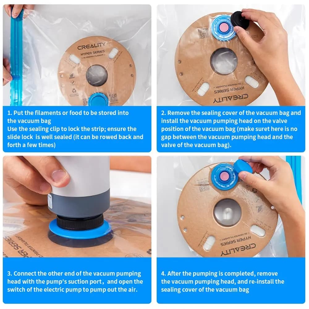 Creality official 3D Printer Filament Vacuum Storage Kit,40 x 40CM Reusable Vacuum Storage Bags with Electric Pump Dust Proof - 6