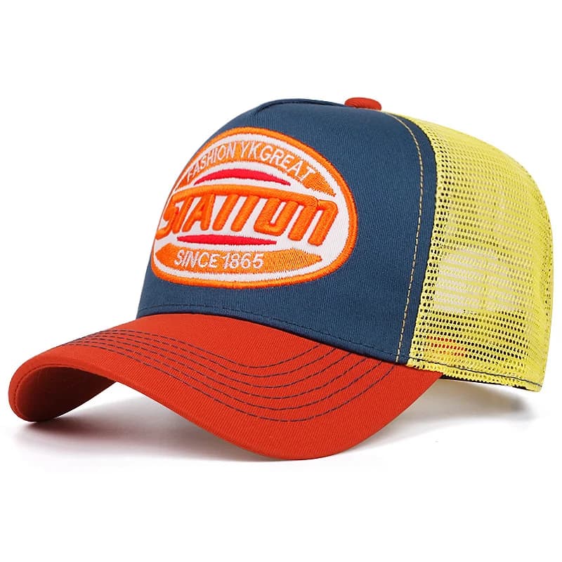 New Style Unisex Baseball Cap Classic STATION  Letter Pattern Mesh Cap Men and Women Breathable Streetwear Summer Trucker Hat - 4