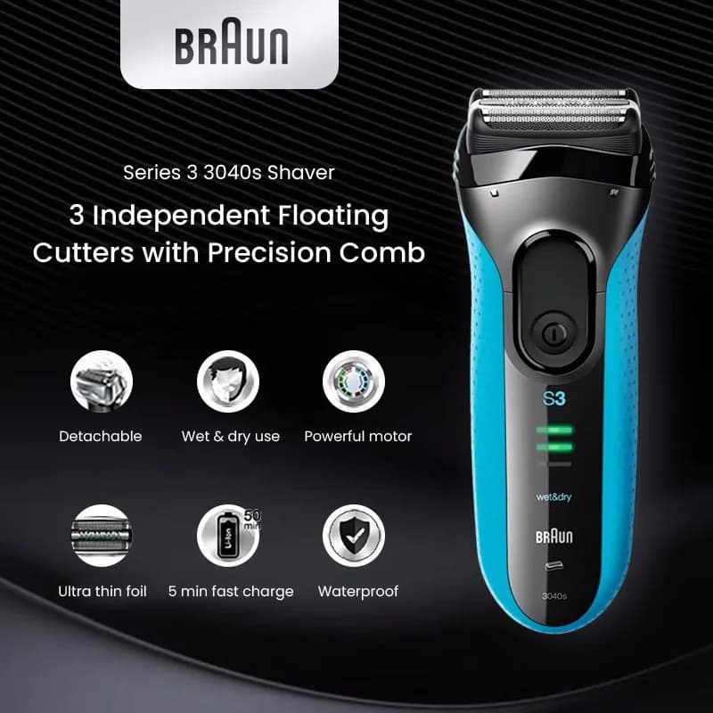 Braun Electric Shaver 3 Series ProSkin 3040S Reciprocating Shaver For Men Shaving Machine With Trimmer 100-240v - 4