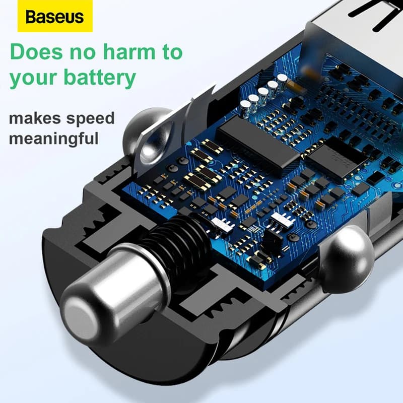 شاحن سيارة Baseus USB شحن سريع 4.0 QC4.0 QC3.0 PPS SCP 5A PD Type C 30 واط، شاحن سيارة سريع لهواتف آيفون وشاومي - 6