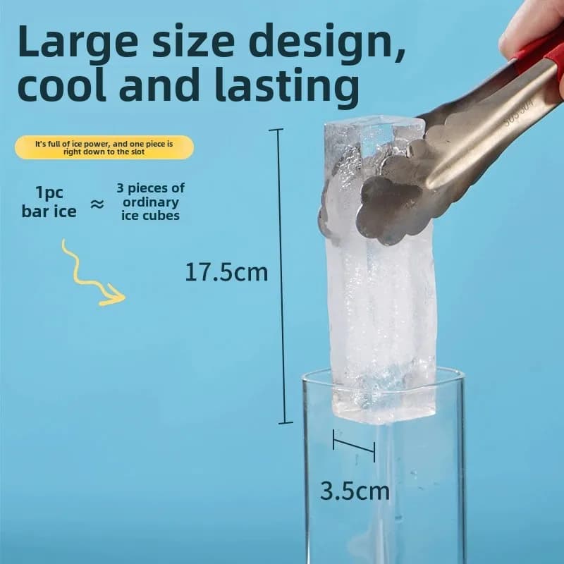 قوالب ثلج سيليكون عملاقة 4 شبكات شريط طويل مربع صينية ثلج ويسكي غير سامة متينة قوالب ثلج كبيرة أدوات كوكتيل - 5