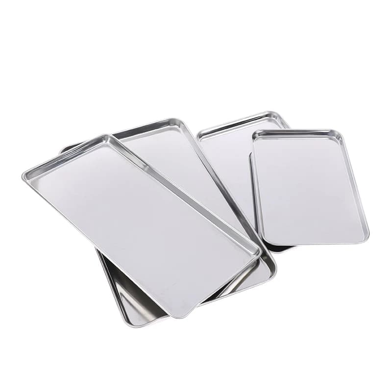 1pc Stainless Steel Tray Rectangle Plate For Kitchen Barbecue Shops Medical Organizer Baking Plate - 4