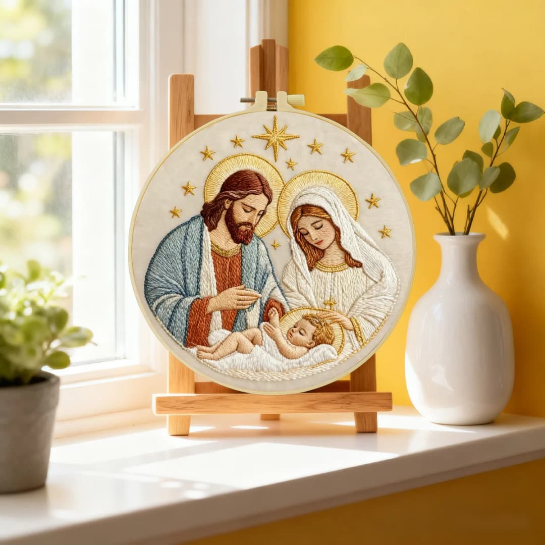 1pc 20X20CM/15X15CM 7.87/6.3inch Religion Embroidery Starter Kit DIY Kit DIY Embroidery Kit Manualidades Needle Art - 2