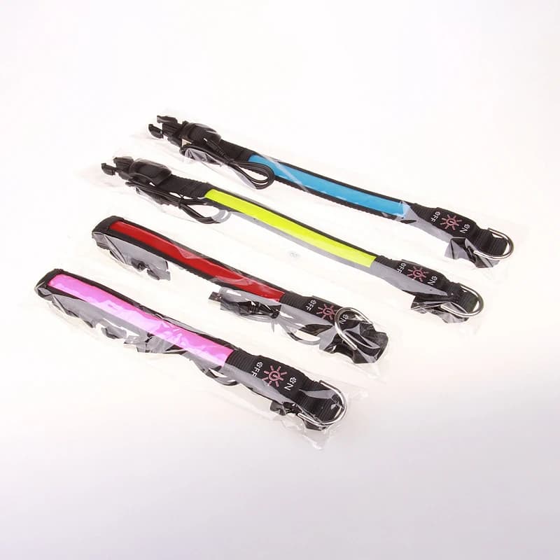 Pinkycolor USB Charging LED Dog Collar Luminous Light Night Safety Reflective Leather Glowing Collar For Dogs Pets Rechargeable - 5