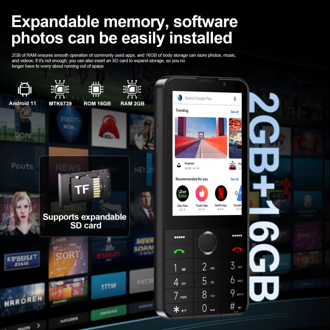 SERVO F27 PRO 4G LTE Button Smartphone Android 11.0 System 2GB+16GB Play Store Speed Dial WiFi 3.5" Touch Display Smart Phones - 5