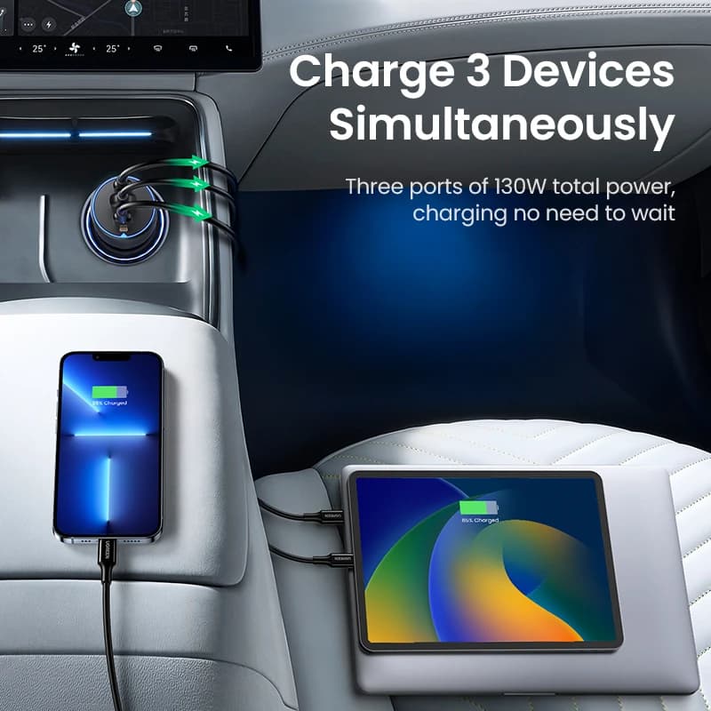 UGREEN 130W USB C Car Charger For Xiaomi iPhone 17 Samsung Galaxy S25 Laptops Tabet PD3.0 Fast Charging USB Type C Car Charger - 5
