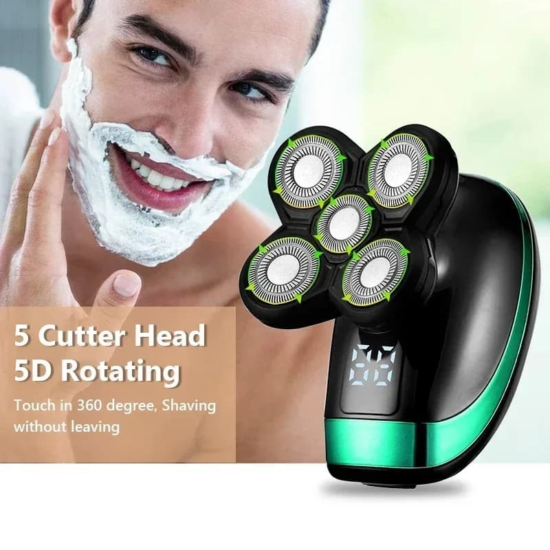 Tinsol 5 in 1 Men's Rechargeable Electric Shaver 5 Floating Head Beard, Nose and Whisker Trimmers 4D Skinhead Shaver Groomer - 4