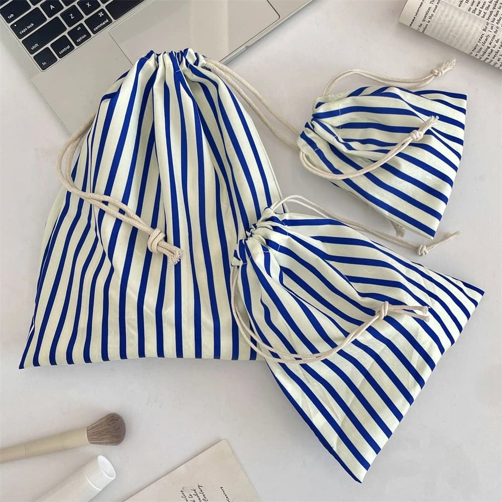 Floral Drawstring Makeup Bag Women Travel Cosmetic Organizer Portable Toiletry Storage Pouch Kawaii
