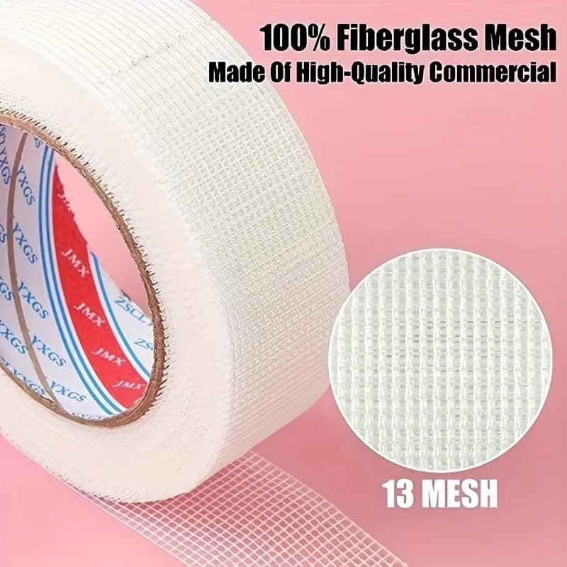 لفة واحدة 30 متر من شريط الشبكة الزجاجية اللاصق ذاتيًا، لإصلاح شقوق الجدران والعزل الحراري، شريط زخرفي لدرزات الشبكة - 3