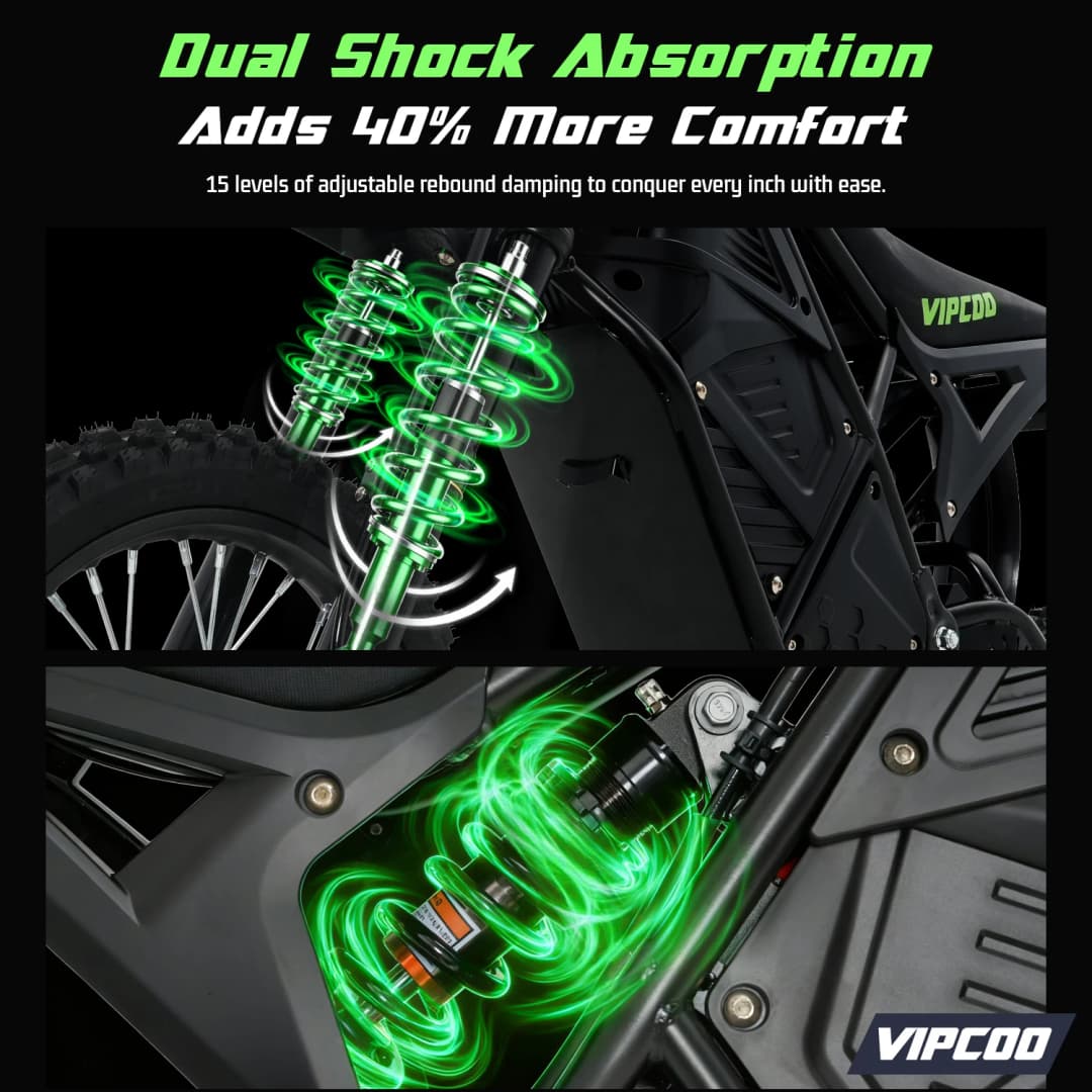 Electric Dirt Bike VIPCOO 3500W 48V 23AH Electric Motorcycle Fat Tire Nitrogen Suspension E Dirt Bike for Teens and Adults - 4