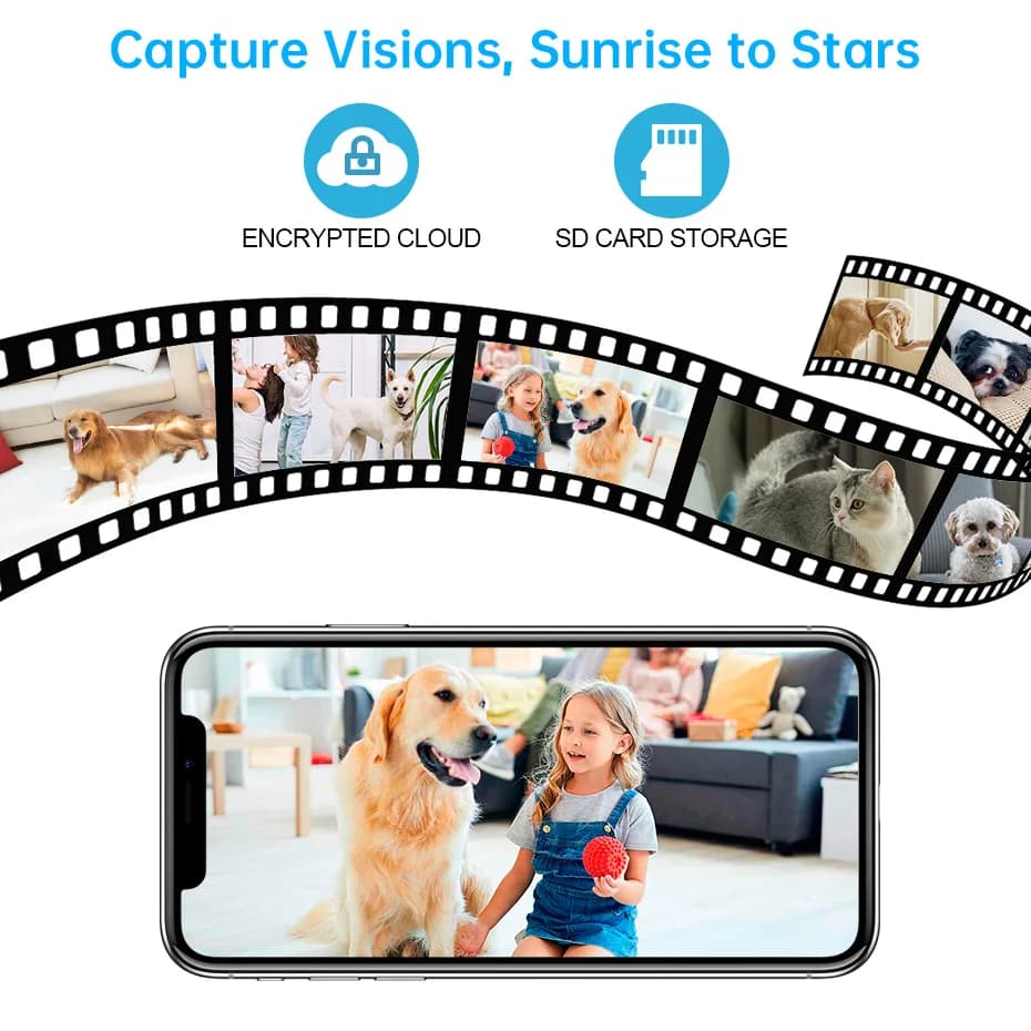 KERUI WiFi IP Pets Camera Home Security Dog Cats Camera Tuya Smart 4K 8MP HD Video Night Vision Surveillance AI Alerts Mini Cam - 5