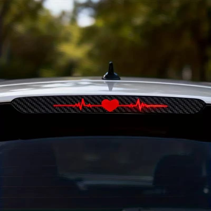 ملصق ضوء فرامل ثالث عالي التركيب – تصميم نبضات القلب، ملمس ألياف كربون ثلاثي الأبعاد، نمط مطفي - 5