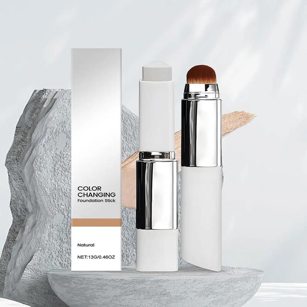 2-in-1 Color-Changing Foundation Stick Liquid Lightweight Moisturizing Brightening Foundation Color Changing For All Skin Types - 3