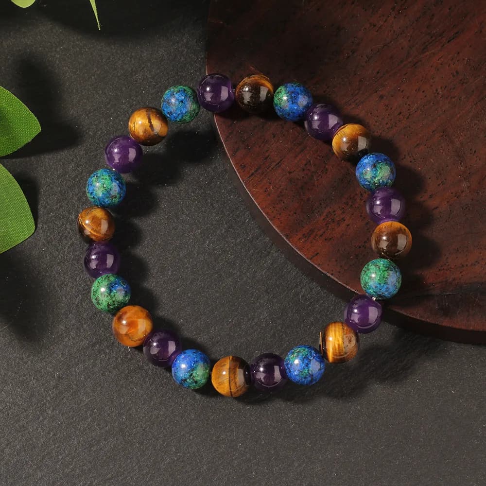 Fashionable mixed color bead bracelet handmade elastic rope bracelet suitable for daily wear as a holiday gift - 2