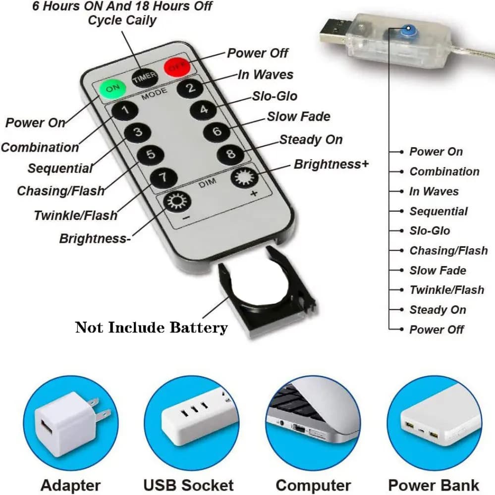3/6 متر USB LED الستار 8 طرق التحكم عن بعد سلسلة أضواء عطلة الزفاف الجنية جارلاند أضواء لغرفة النوم غرفة المعيشة ديكور - 6