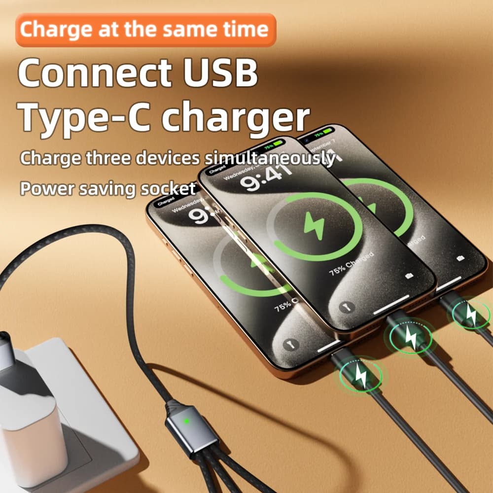 كابل توسيع 3 في 1، موزع USB A وType C، محول OTG، شحن سريع، مزامنة بيانات للهاتف والجهاز اللوحي - 3