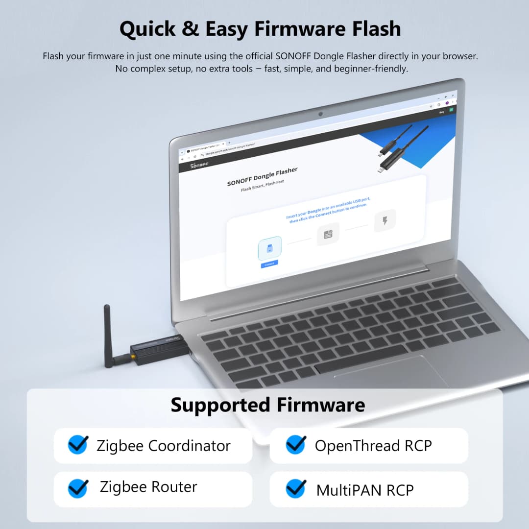 SONOFF ZB Dongle-E USB Dongle Zigbee 3.0 Gateway Analyzer Wireless Zigbee Router with Antenna ZHA Zigbee2MQTT Interface Capture - 3