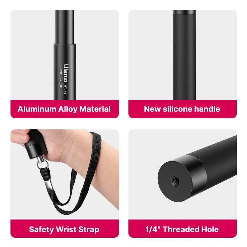 Ulanzi MT-57 MT-58 Insta360 80/120CM Extendable Invisible Selfie Stick Pole Universal Rod for For GoPro Insta360 X4 X3 X2 GO 2 - 5