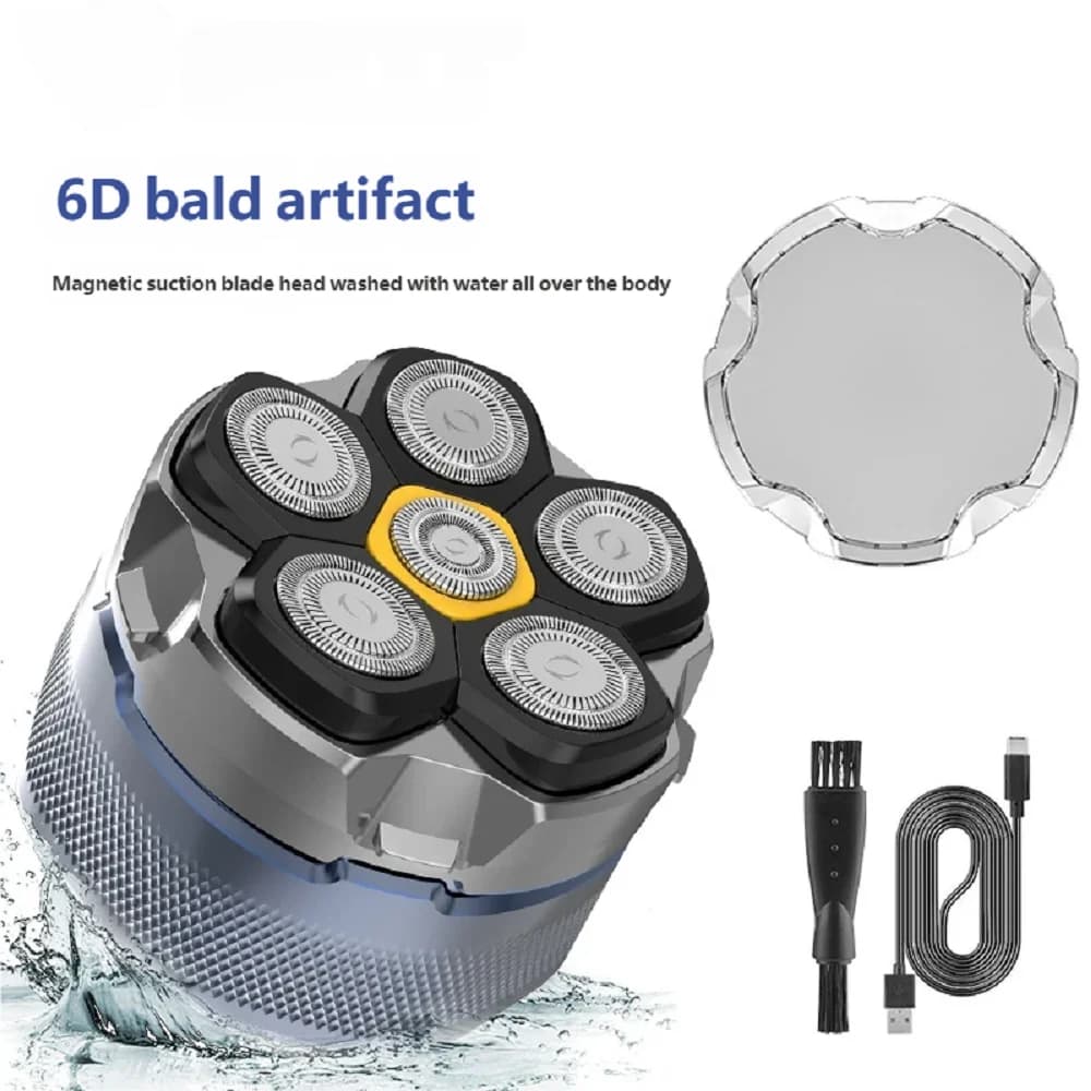 Electric Head Shaver for Bald Men 6D Magnetic Razor Hair Trimmer Rechargeable LED Waterproof Face Hair Cutting - 5