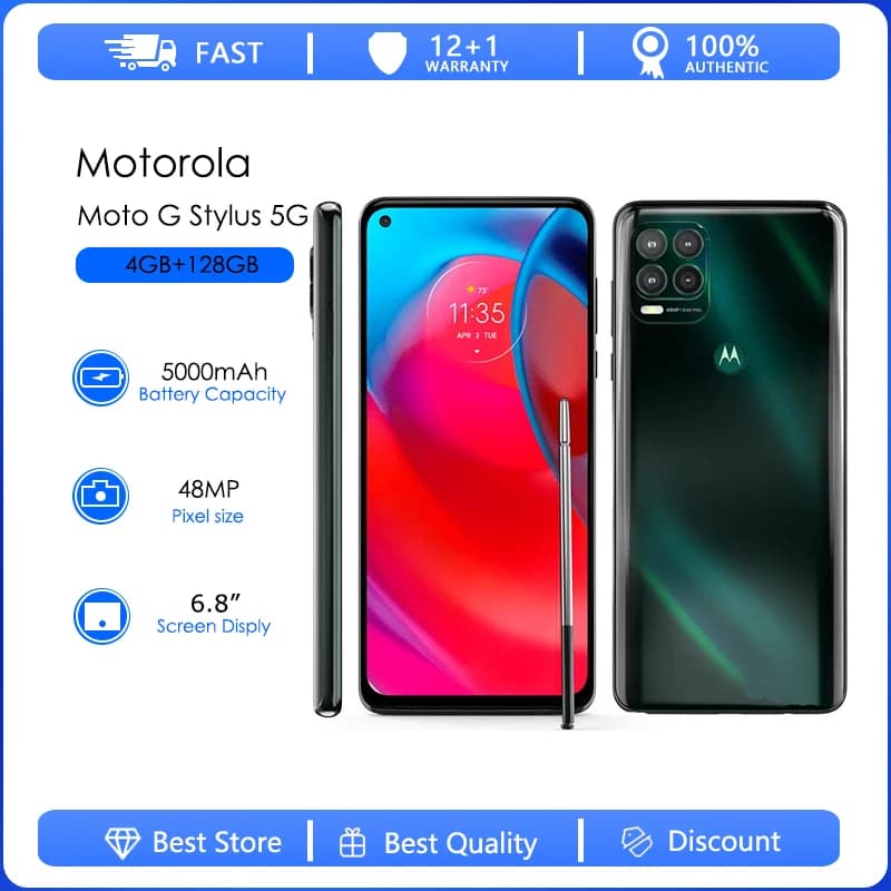 Original Unlocked Motorola Moto G Stylus 5G XT2131 4GB RAM 128GB ROM Octa-core 48MP 6.8'' 5000mAh Android 11 NFC Smartphone