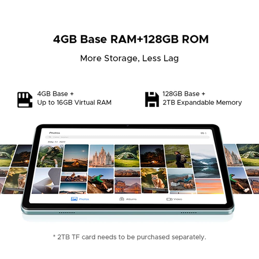 جهاز لوحي DOOGEE Tab A9 Pro شاشة 10.1 بوصة HD نظام Android 15 ذاكرة وصول عشوائي 20 جيجابايت ذاكرة قراءة فقط 128 جيجابايت بطارية كبيرة 6580mAh مكبرات صوت مزدوجة 8MP+5MP جهاز لوحي - 5