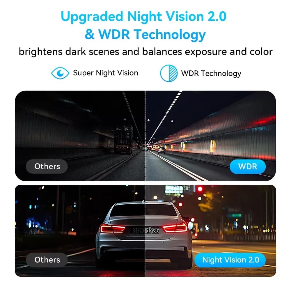 كاميرا DDPAI MINI Pro 3K HDR جديدة بدقة 1620P، مسجل فيديو للسيارة مع واي فاي ورؤية ليلية WDR وتحكم صوتي ومراقبة وقوف السيارات 24 ساعة وزاوية رؤية 143 درجة - 5
