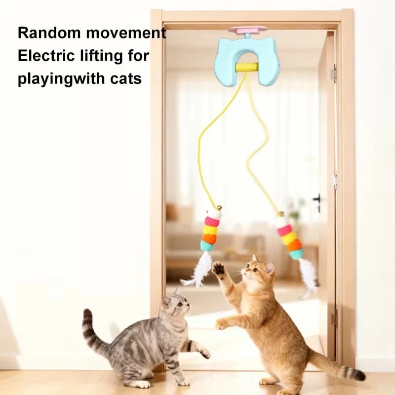 Pet Stress Relief Toys for Cats, Rechargeable Interactive Hanging Door Cat Toy, Automatic Electric Flying Bird Cat Toy for Hunt - 6