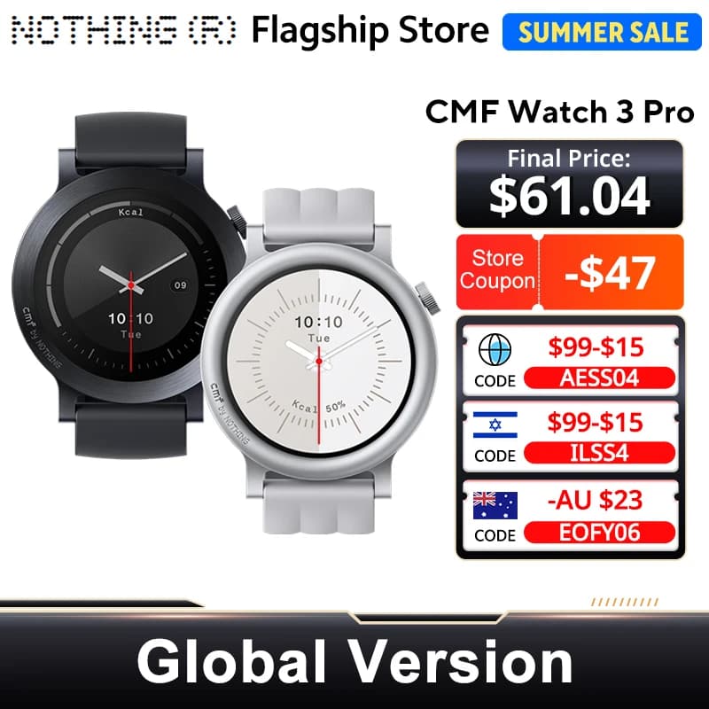 CMF BY NOTHING ساعة ذكية Watch 3 Pro بشاشة AMOLED 1.43 بوصة نظام تحديد المواقع المزدوج و130+ وضع رياضي مكالمات بلوتوث مراقبة النوم IP68