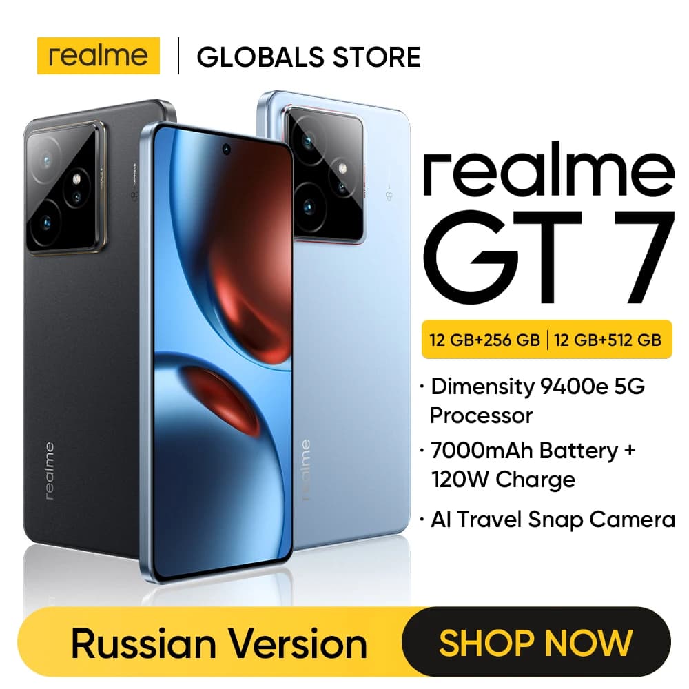 realme GT 7 5G Smartphone Dimensity 9400e Chipset 7000mAh Battery 120W Charge 6.78" 120Hz AMOLED Display 50MP Sony OIS Camera